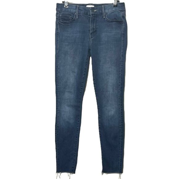 Mother Looker Ankle Fray Jeans Repeating Love Women’s Size 26 Raw Hem - Picture 2 of 15